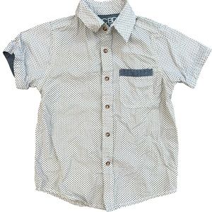 2/$15 DCBD boys 5 short sleeve button down white w/ black polkadots 100% cotton